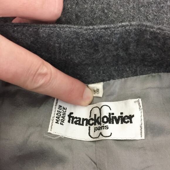 Franck Olivier Paris VTG Skirt 24" Size 38 Gray Wool Career Button Front A-Line - Picture 5 of 6